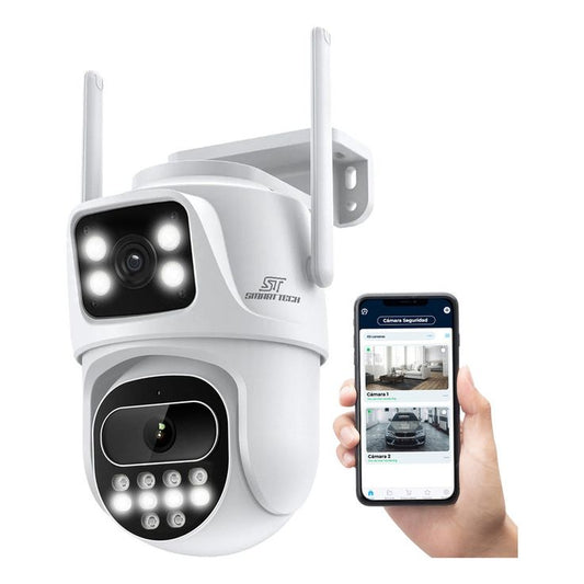 🔐 Cámara de Vigilancia Exterior Doble Lente – Seguridad Total con Tecnología Inteligente